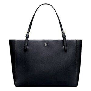 Tory Burch Emerson Large Buckle Leather Tote/ COLOR: BLACK